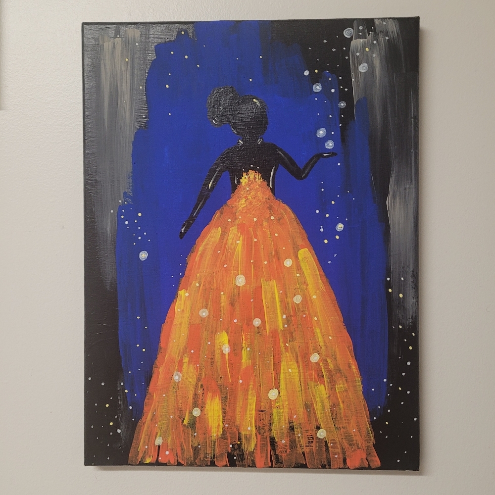 Handpainted Fire Princess acrylic painting - Picture 1 of 3